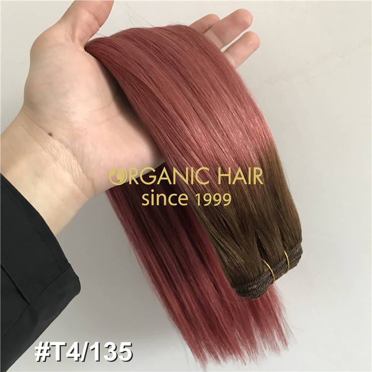 Human cuticle intact hair extensions rooted #T4/135 hand tied wefts on sale X230